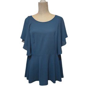 City Chic Romantic mood blouse flutter sleeve with peplum style hem woman's 16